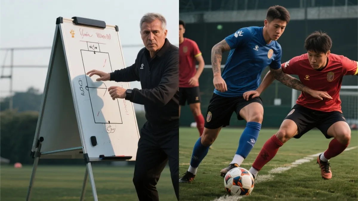 球员在高压对抗与教练战术板之间的对比画面